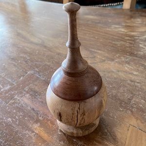 Handmade wooden recipient, decorative, signed by artist